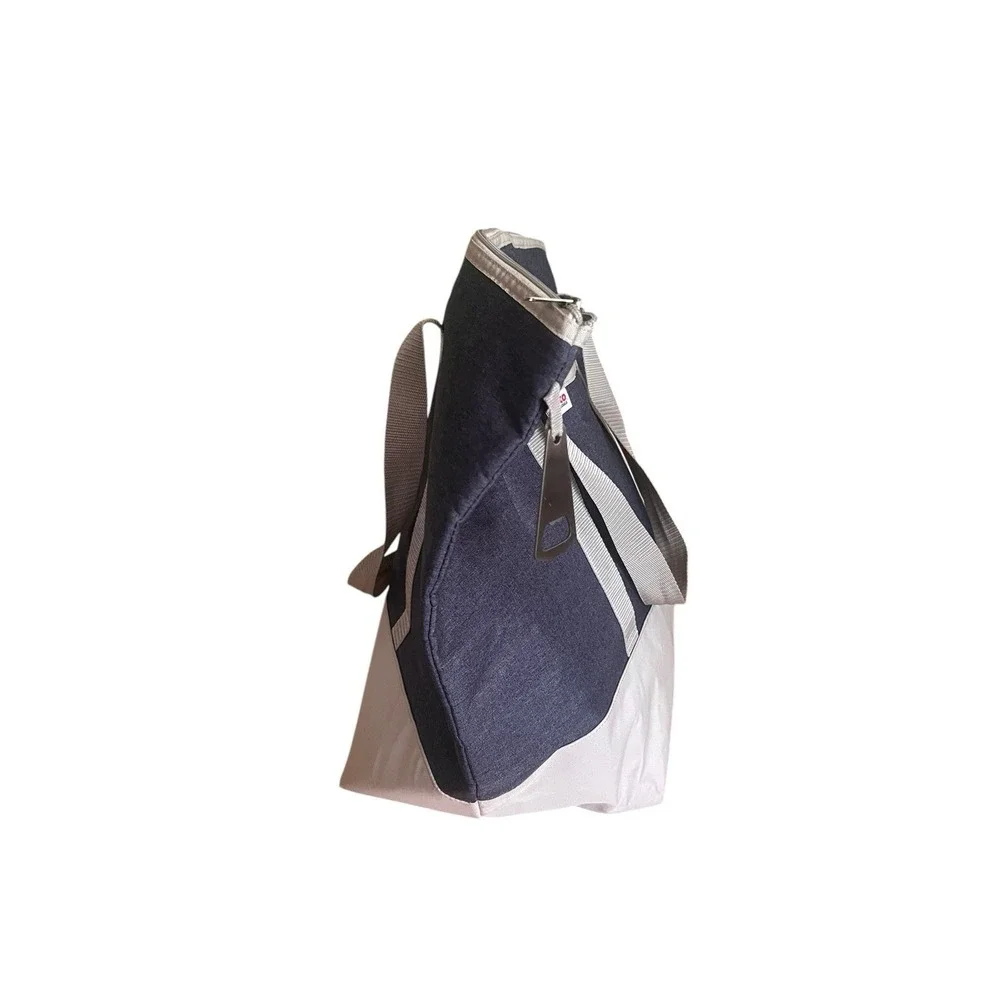Costco Insulated Cooler Tote Bag Navy Gray Thermal Grocery Picnic Beach Zip Top